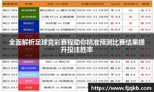 全面解析足球竞彩赛程助你精准预测比赛结果提升投注胜率